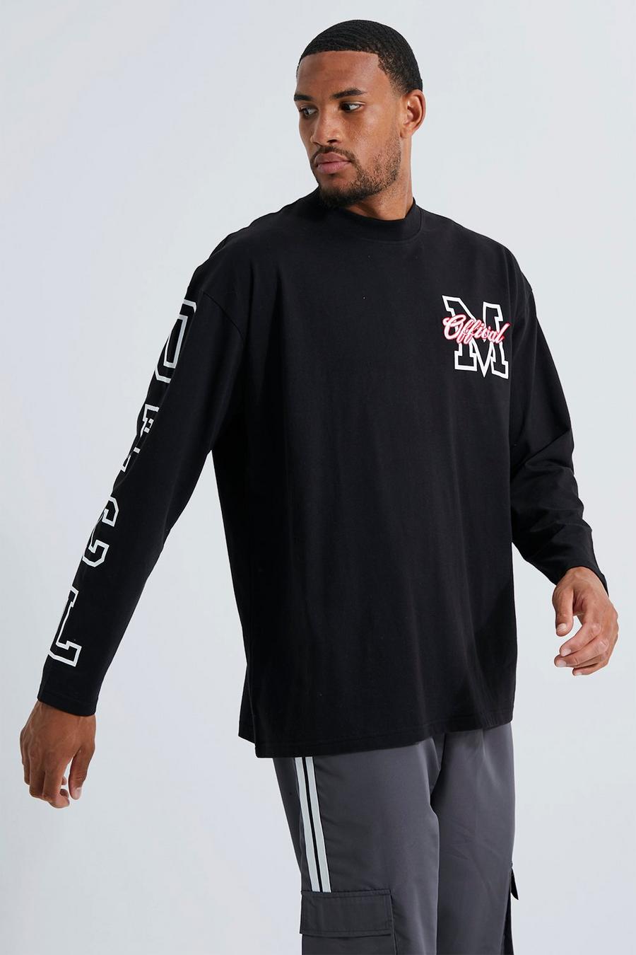 Black negro Tall Oversized Extended Neck Varsity T-shirt