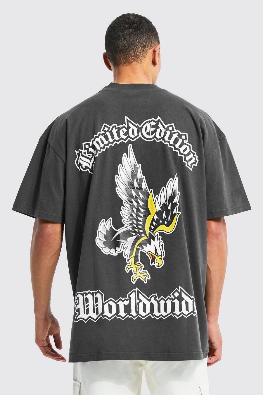 Dark grey Tall Oversized Extended Neck Eagle T-shirt image number 1