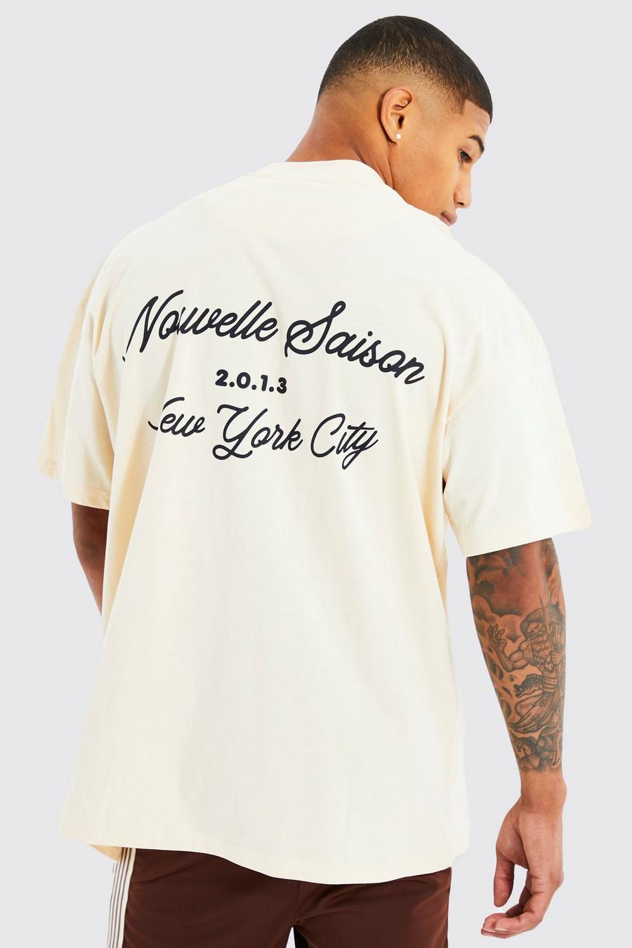 Sand Novelle Oversize t-shirt med tryck bak image number 1