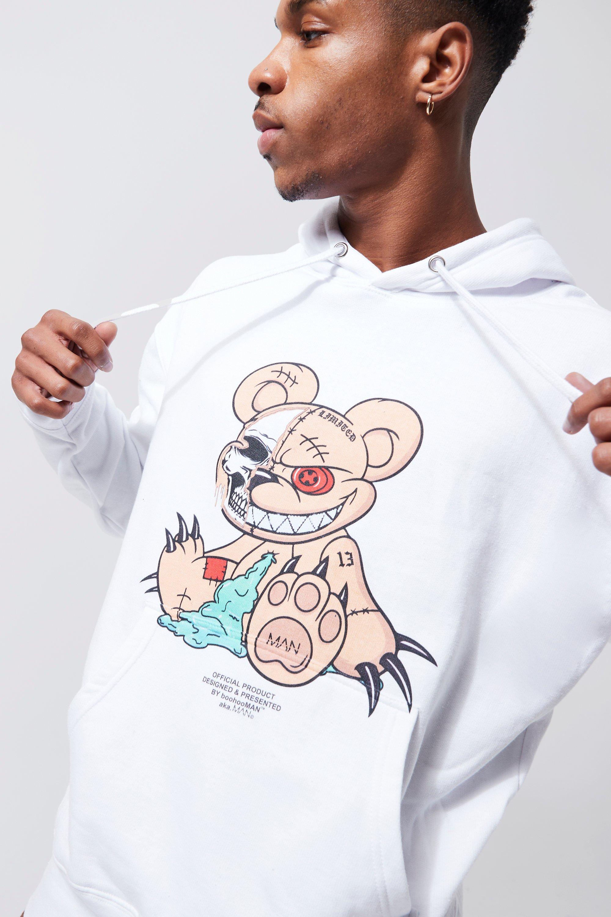 Oversized Evil Teddy Graphic Hoodie boohoo