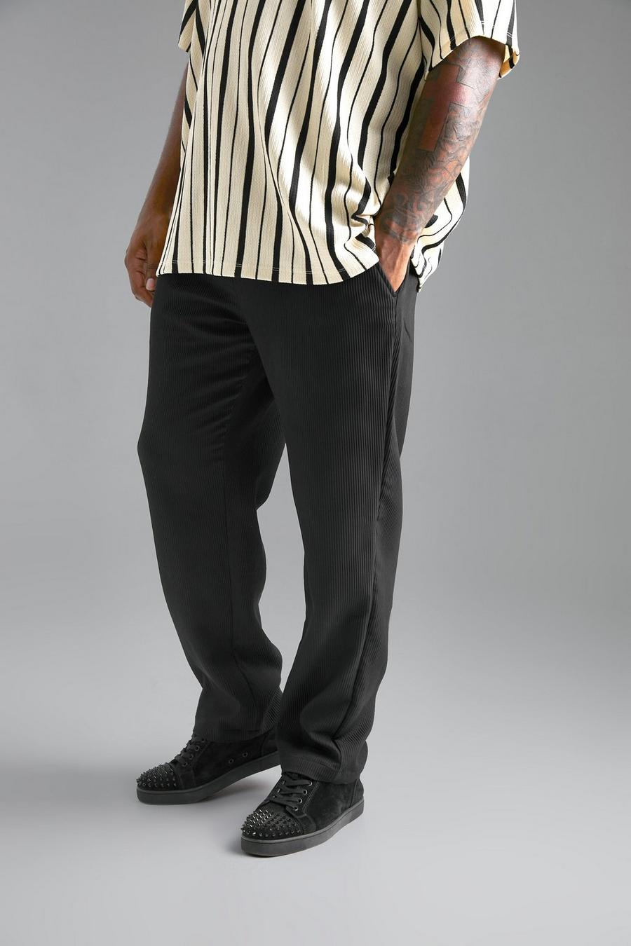 Black Plus Slim Fit Pleated Trouser image number 1