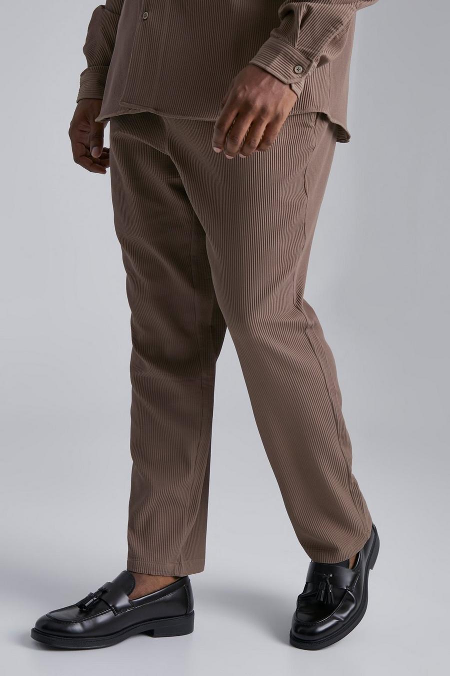 Mocha Plus Slim Fit Pleated Trouser image number 1
