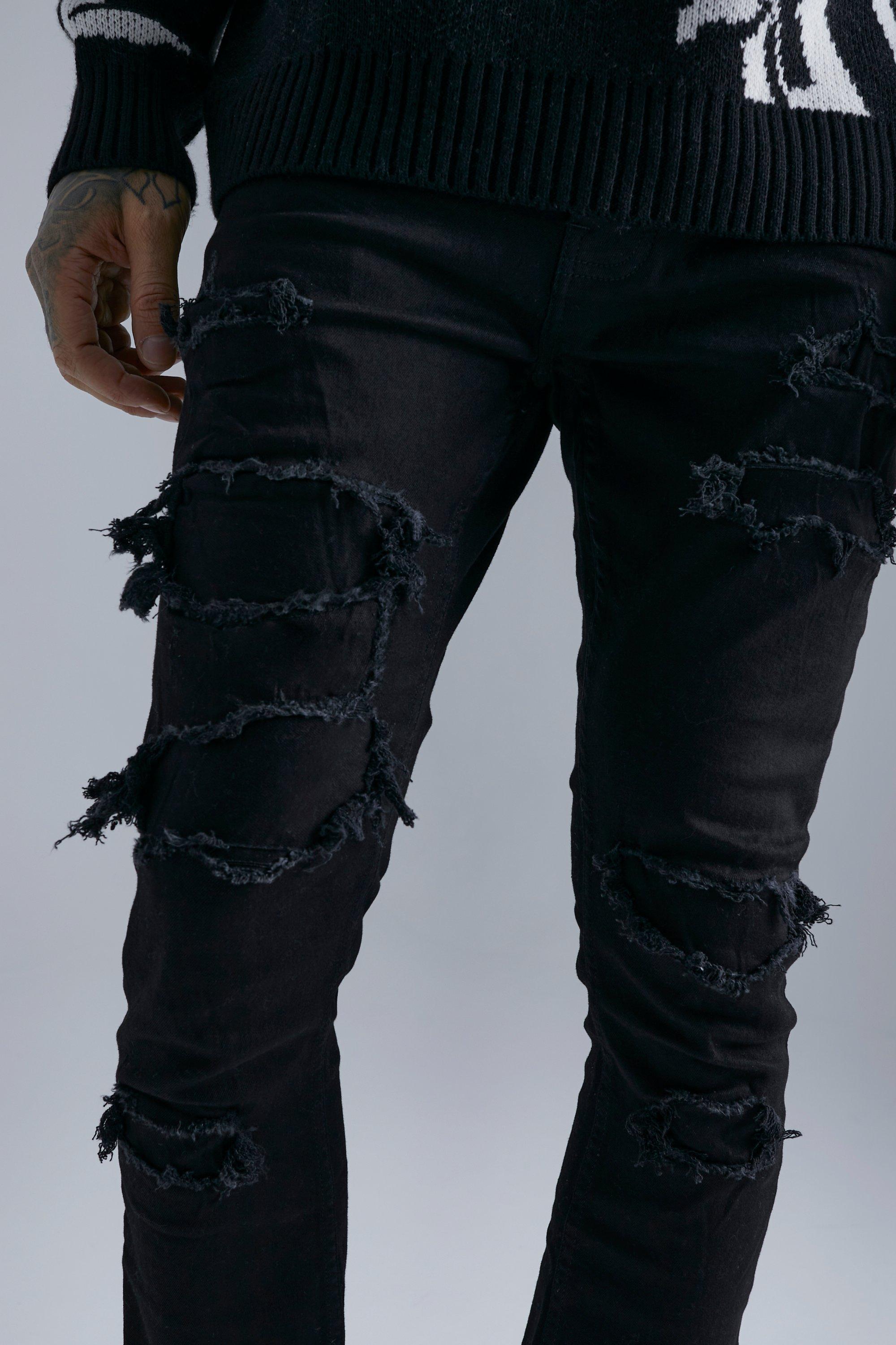 Kostumer Spændende saltet Men's Skinny Stacked Distressed Ripped Jeans | Boohoo UK