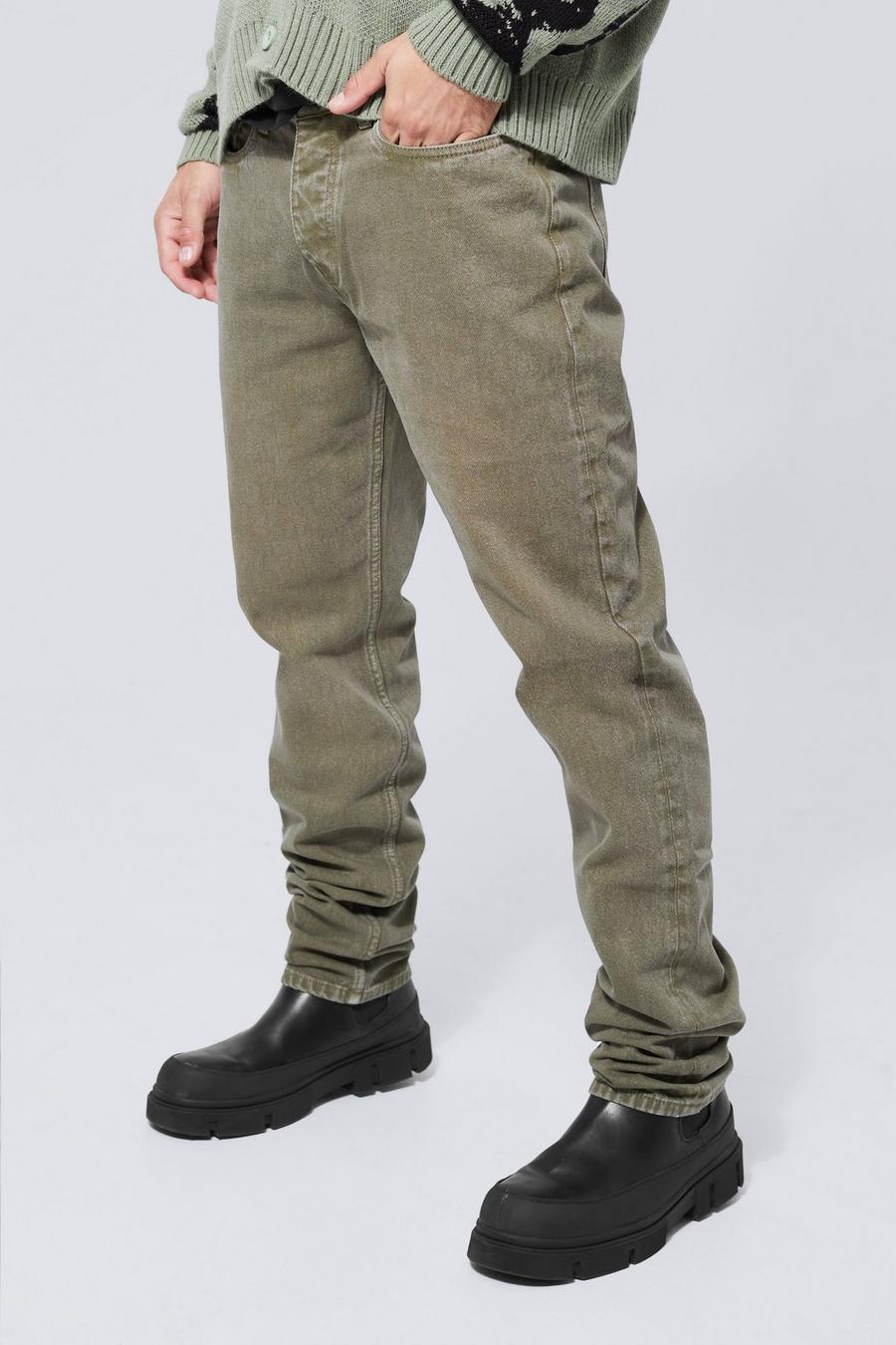 Jeans dritt sovratinti con pieghe sul fondo, Green image number 1