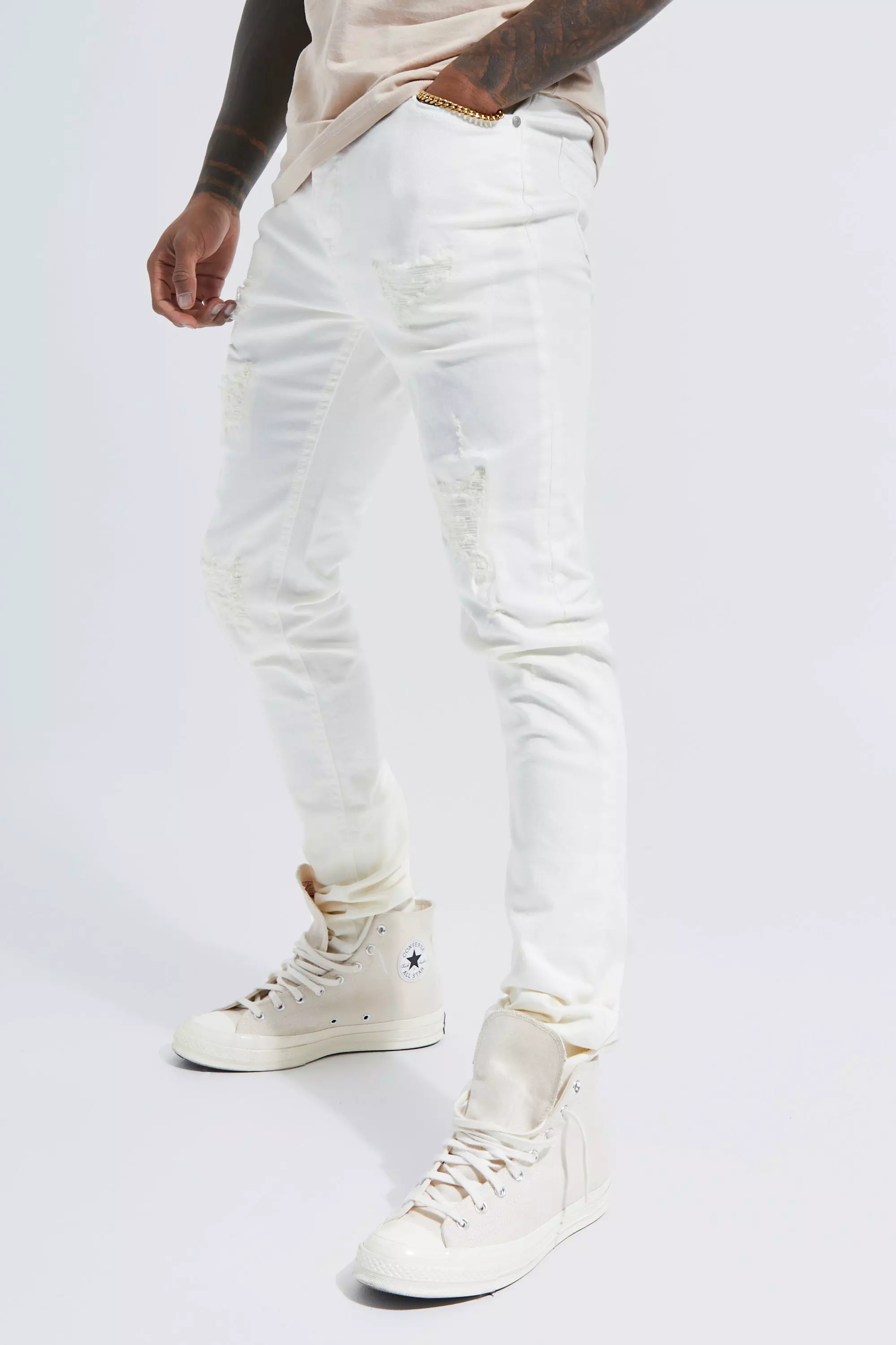 White 2024 stacked jeans