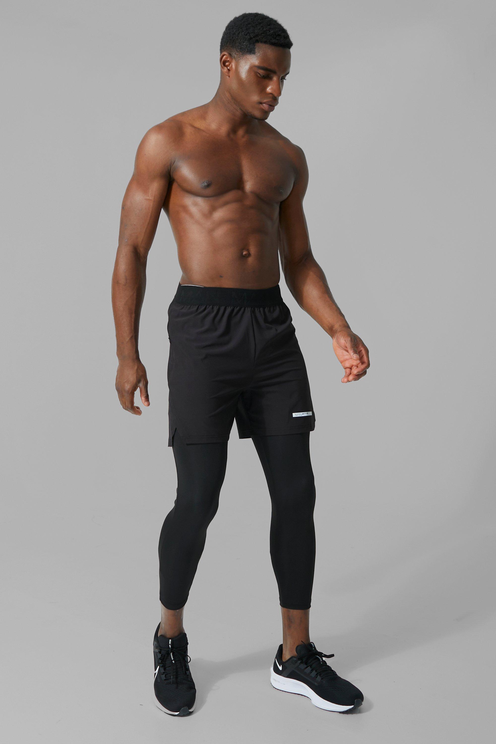 Mens gym leggings outlet with shorts