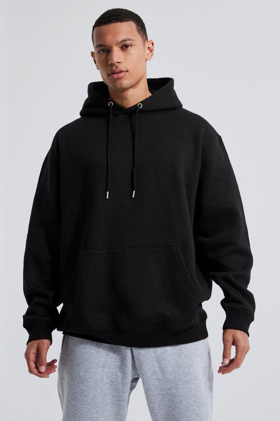Black Tall Basic Oversized Over The Head Hoodie image number 1