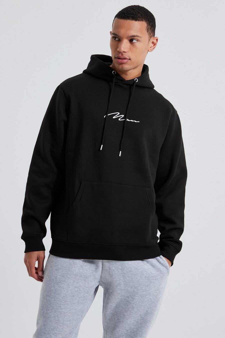 Black Tall Basic Over The Head Man Sig Hoodie image number 1