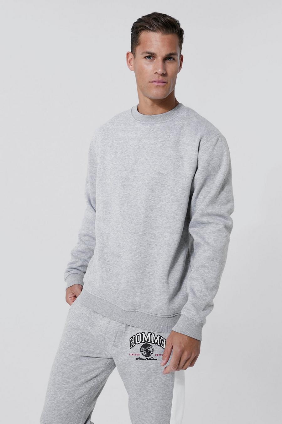 Grey marl Tall Basic Sweatshirt med rund hals image number 1