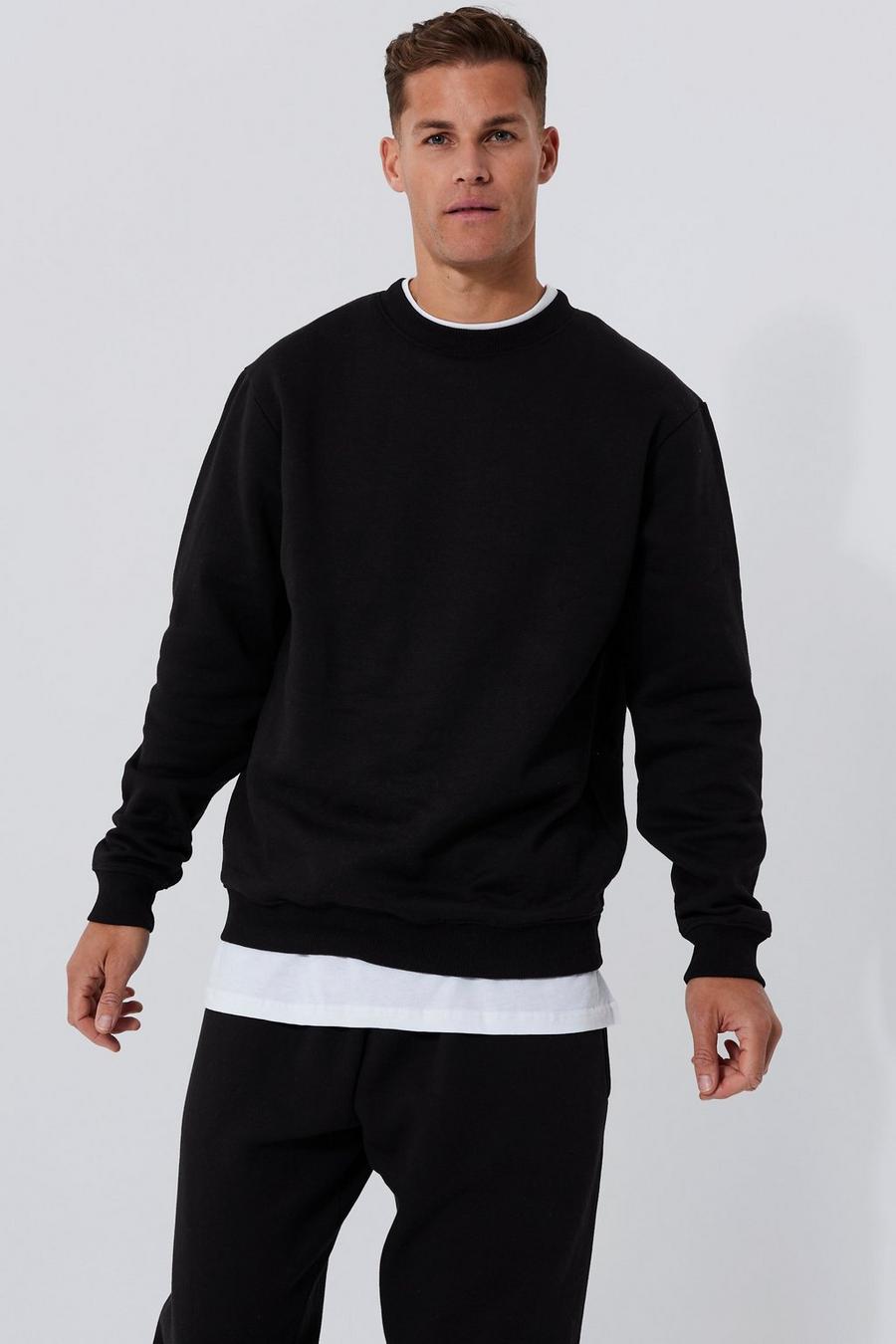 Black svart Tall Basic Sweatshirt med rund hals image number 1