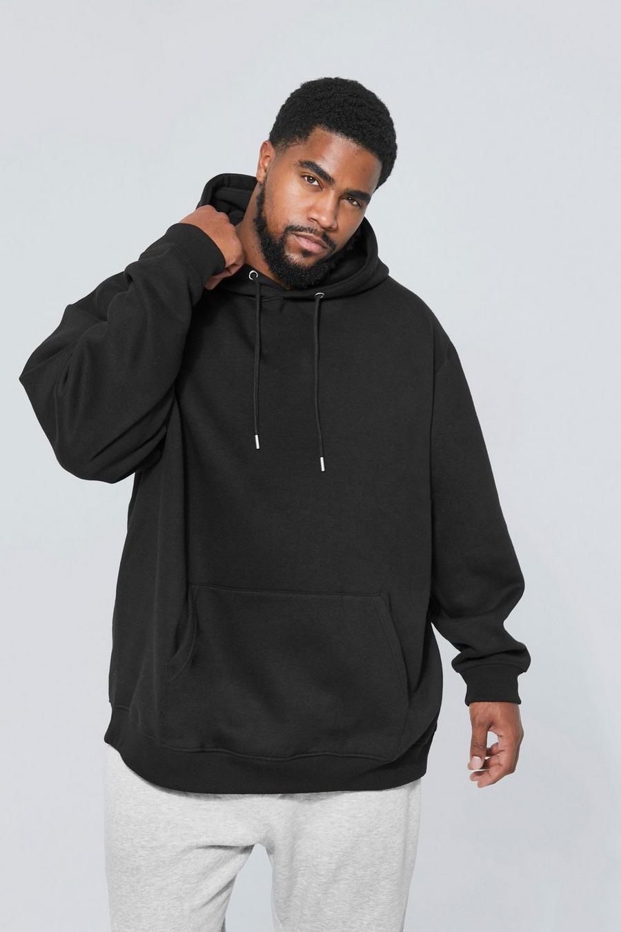Black Plus Basic Oversized Over The Head Hoodie image number 1