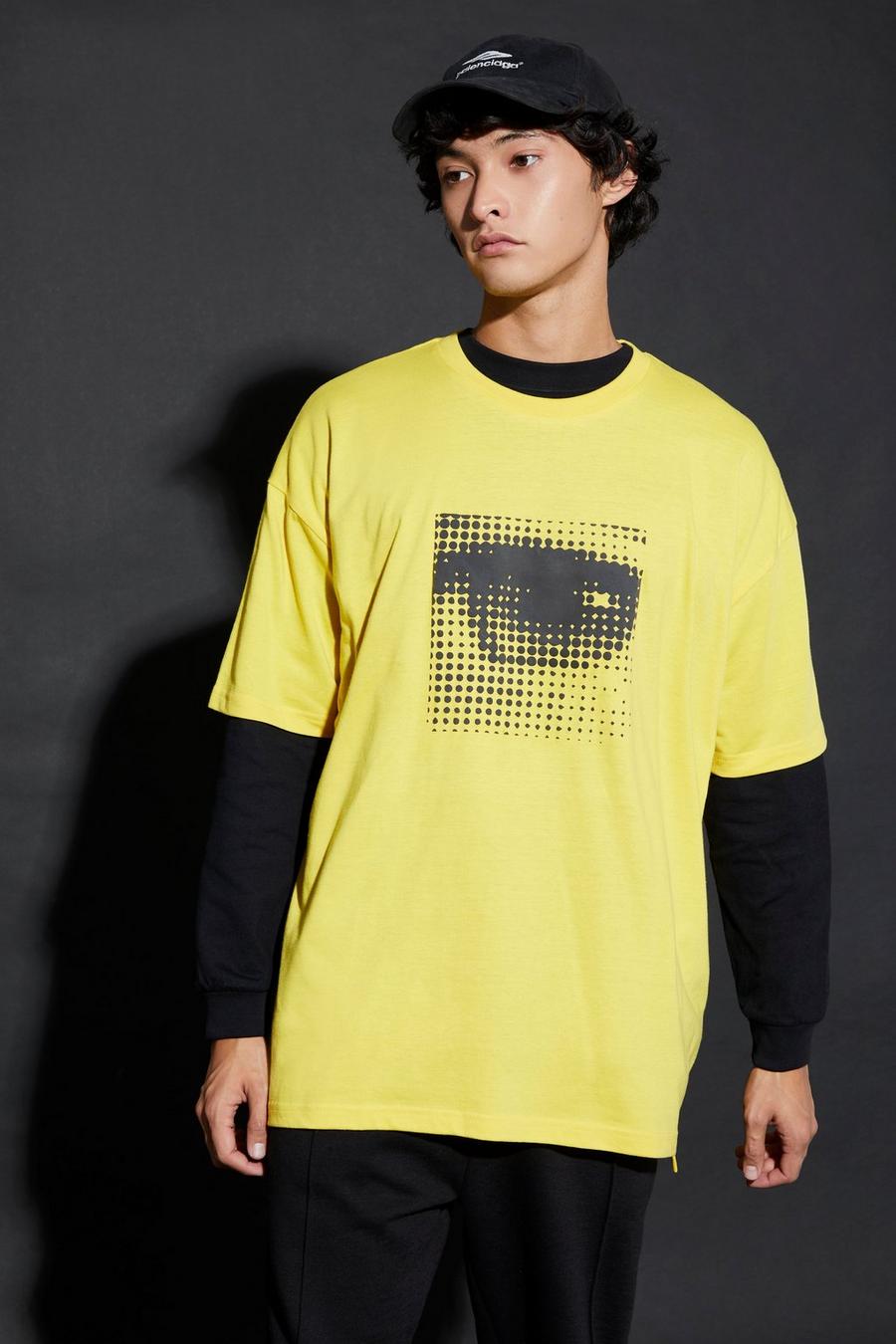 T-shirt oversize à imprimé œil , Mustard image number 1
