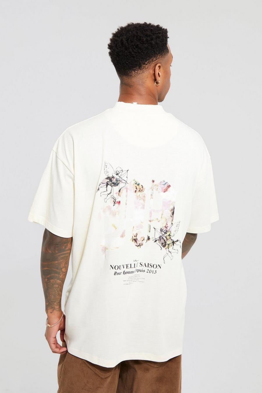 Ecru weiß Oversized Extended Neck Renaissance M T-shirt