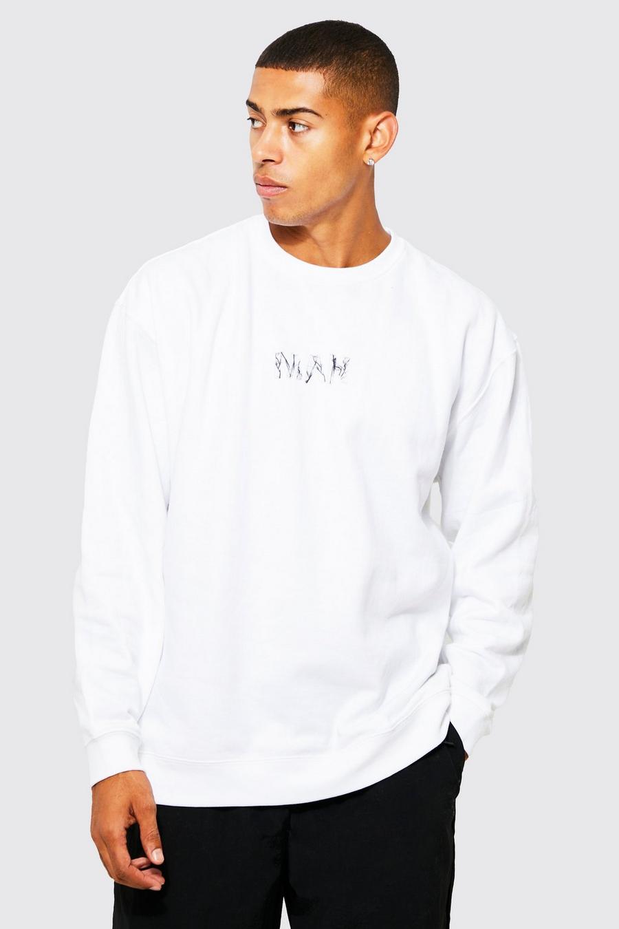 White Oversized Man Graphic Sweatshirt image number 1
