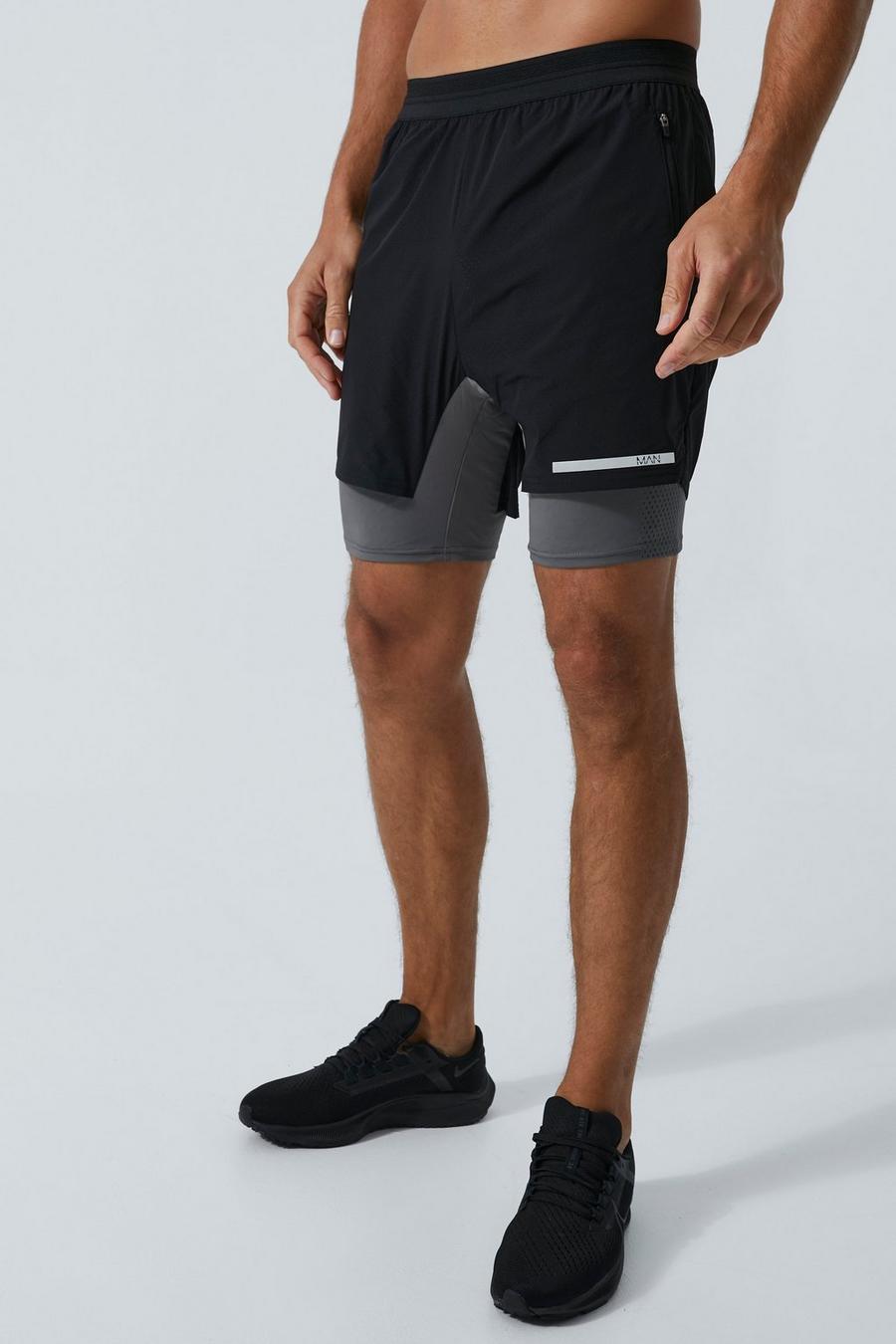 Black Tall Hybride Man Active 2-In-1  Shorts image number 1