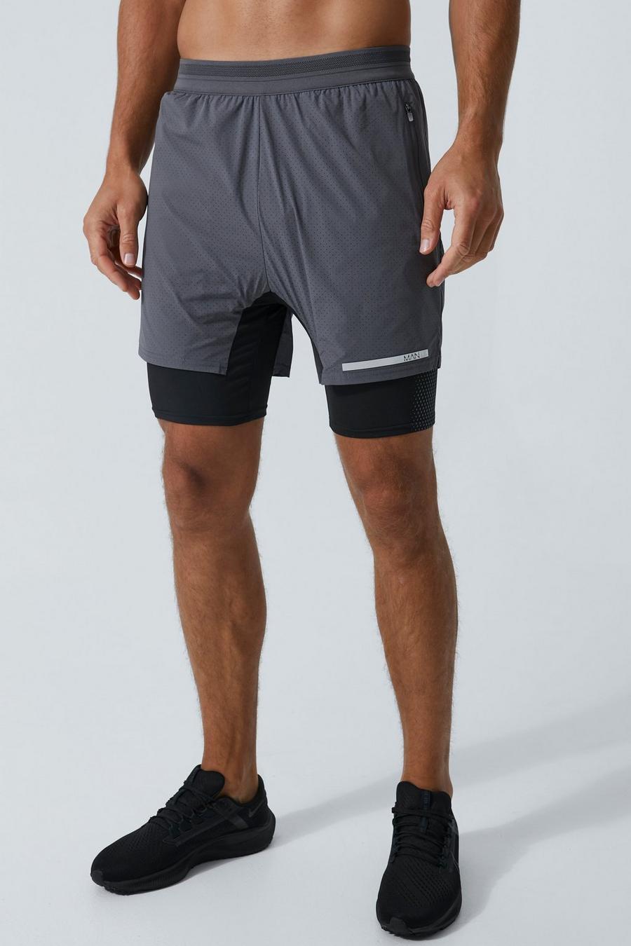 Charcoal gris Tall Man Active Hybrid 2 In 1 Shorts image number 1