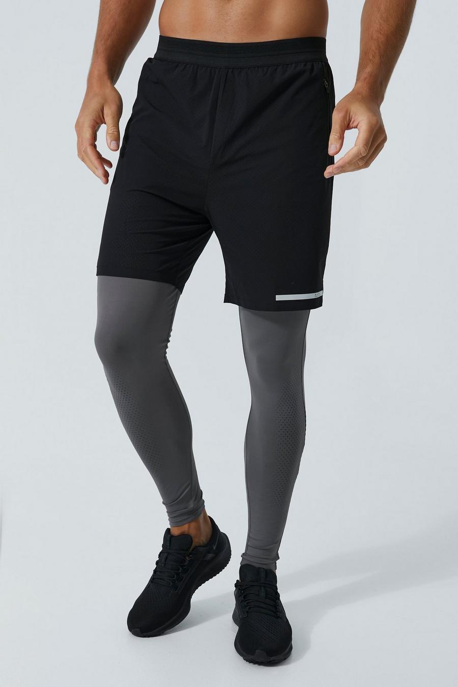 Tall Man Active 2-in-1 Performance Leggings, Black image number 1
