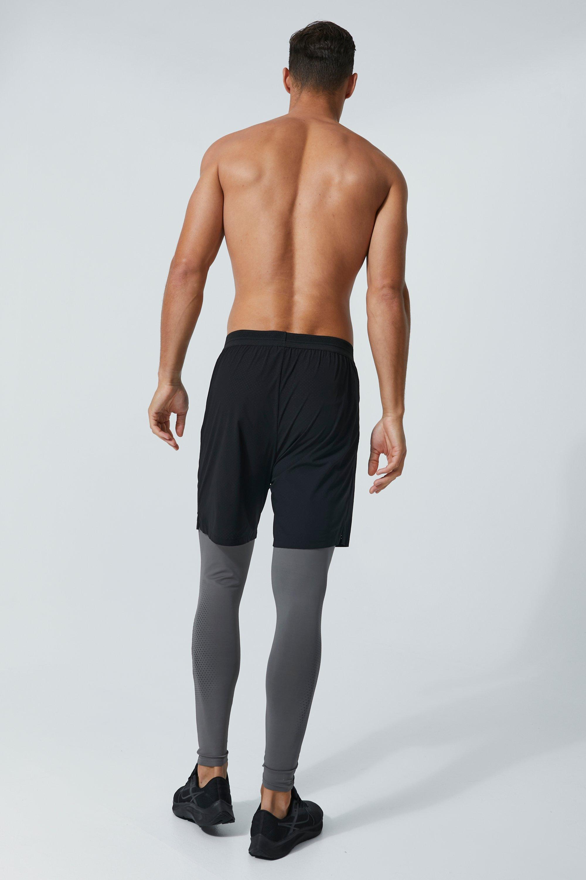 Men's 2-in-1 Performance Running Shorts + Tights - Black