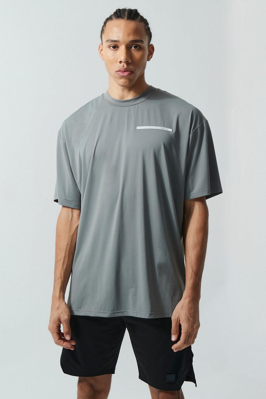 Charcoal gris Tall Oversized Man Active Performance T-Shirt 