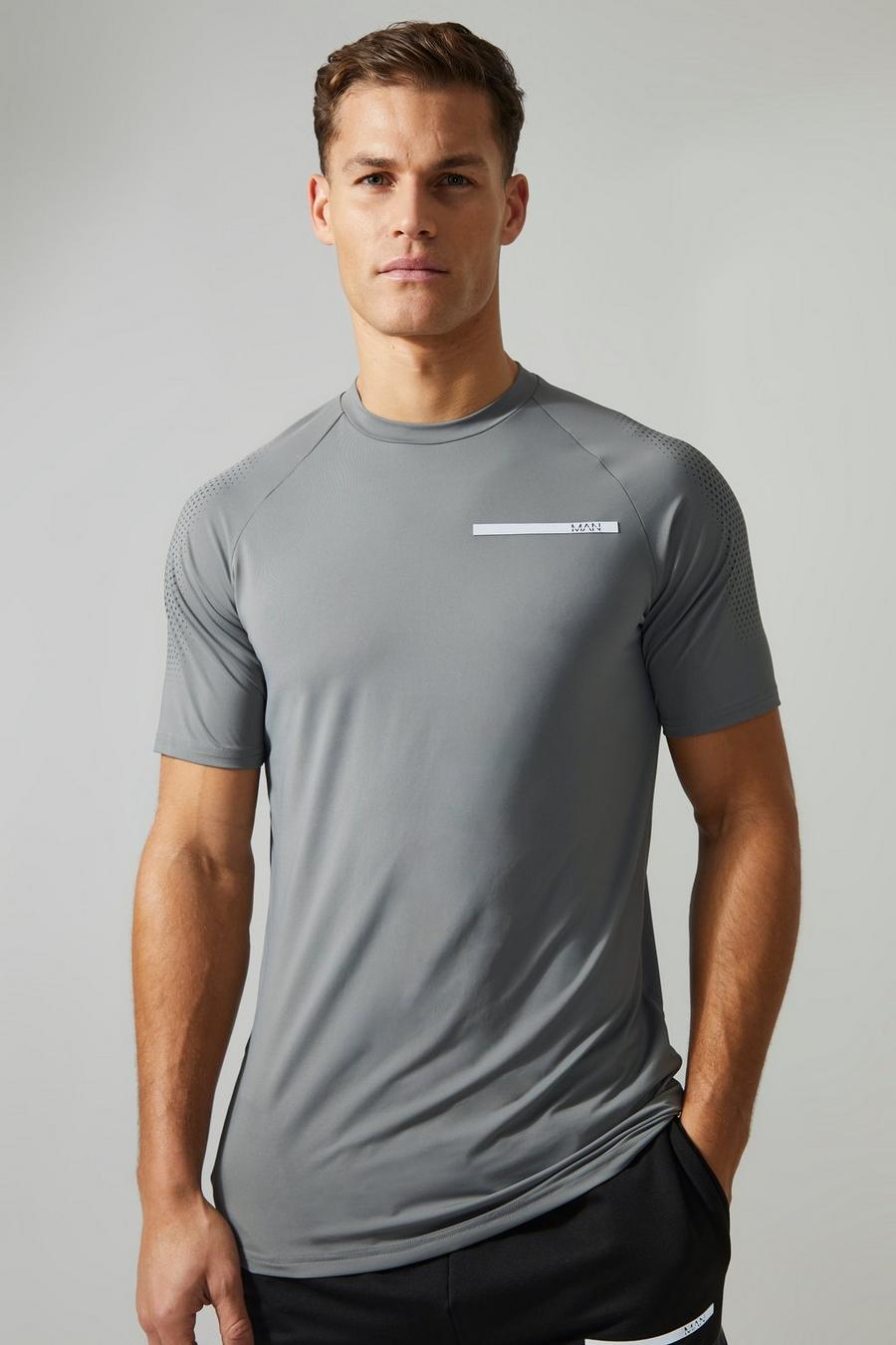 Tall - T-shirt de sport à manches raglan - MAN Active, Charcoal grey