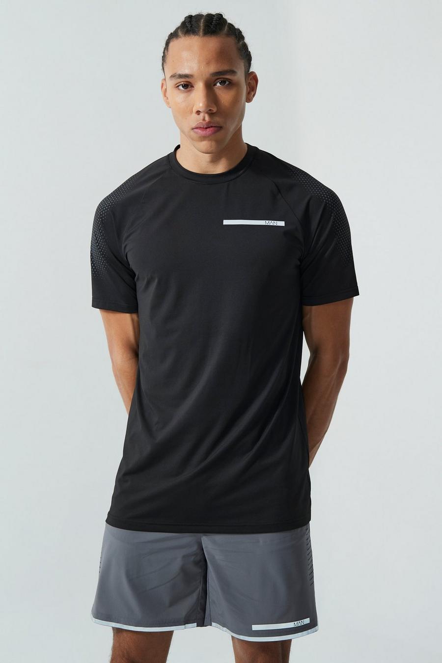 Tall - T-shirt de sport à manches raglan - MAN Active, Black noir