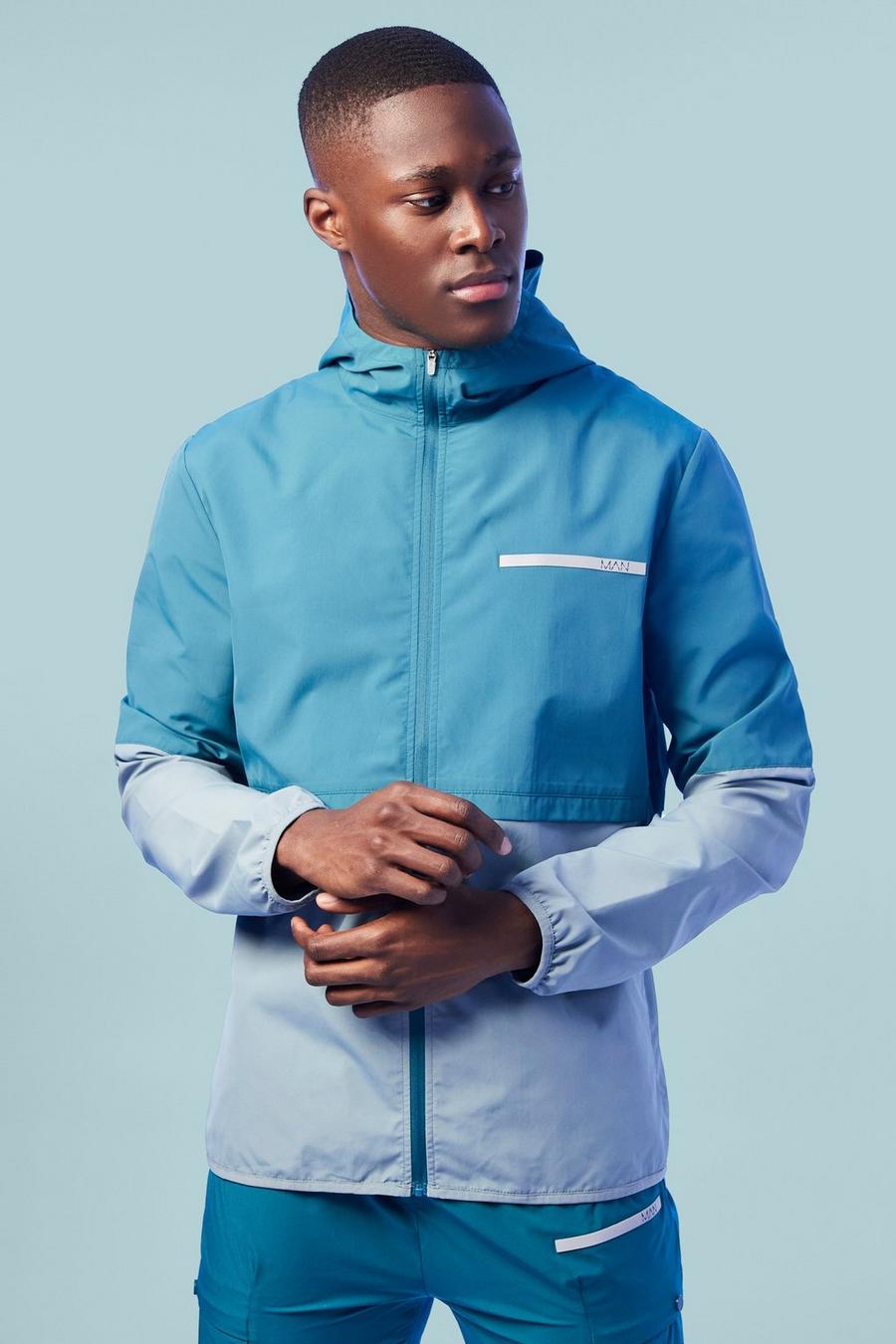 Teal Man Active Performance Faux Layer Windbreaker image number 1