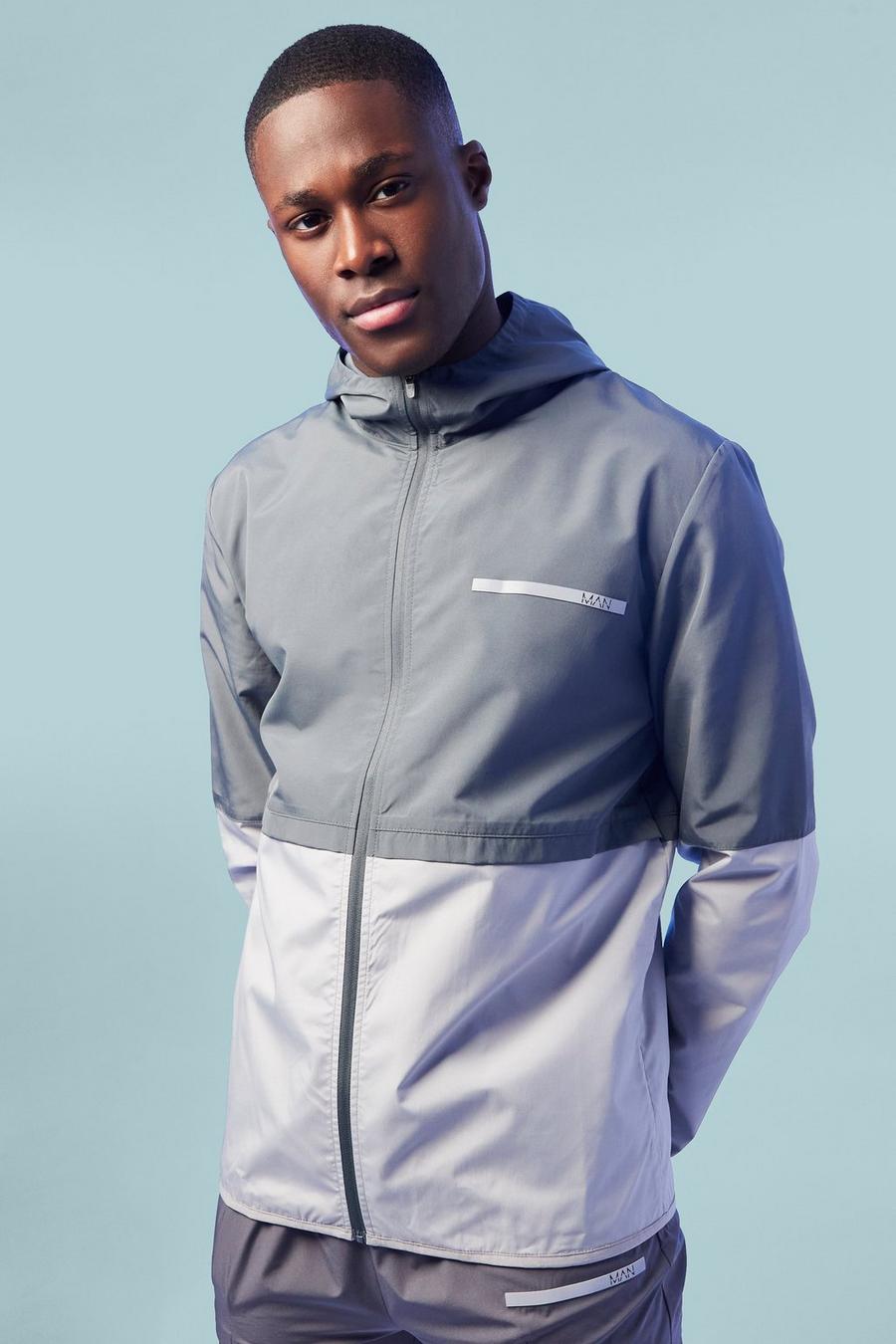 Charcoal grey Man Active Performance Faux Layer Windbreaker image number 1