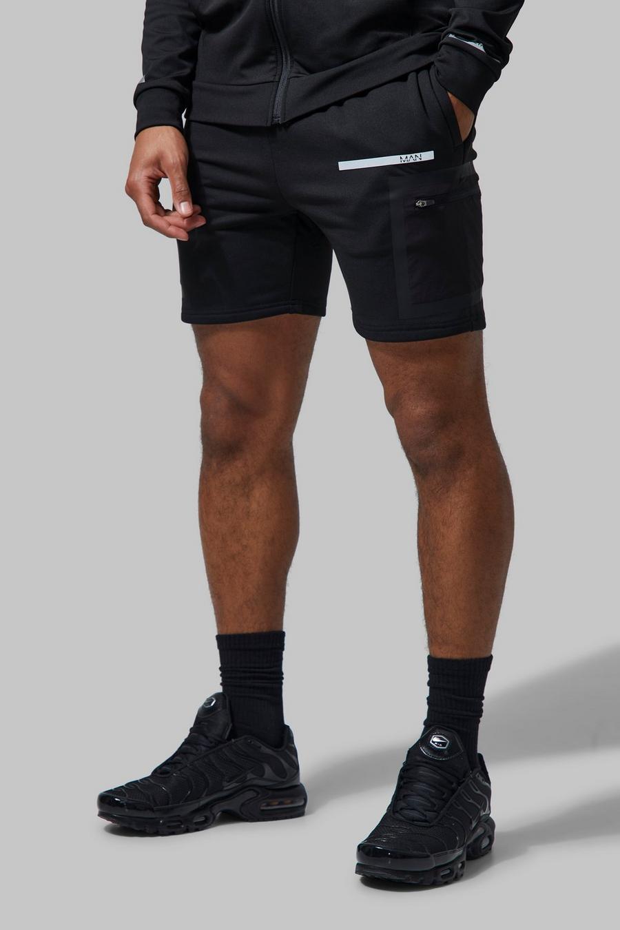 Black schwarz Man Active Performance Cargo Shorts
