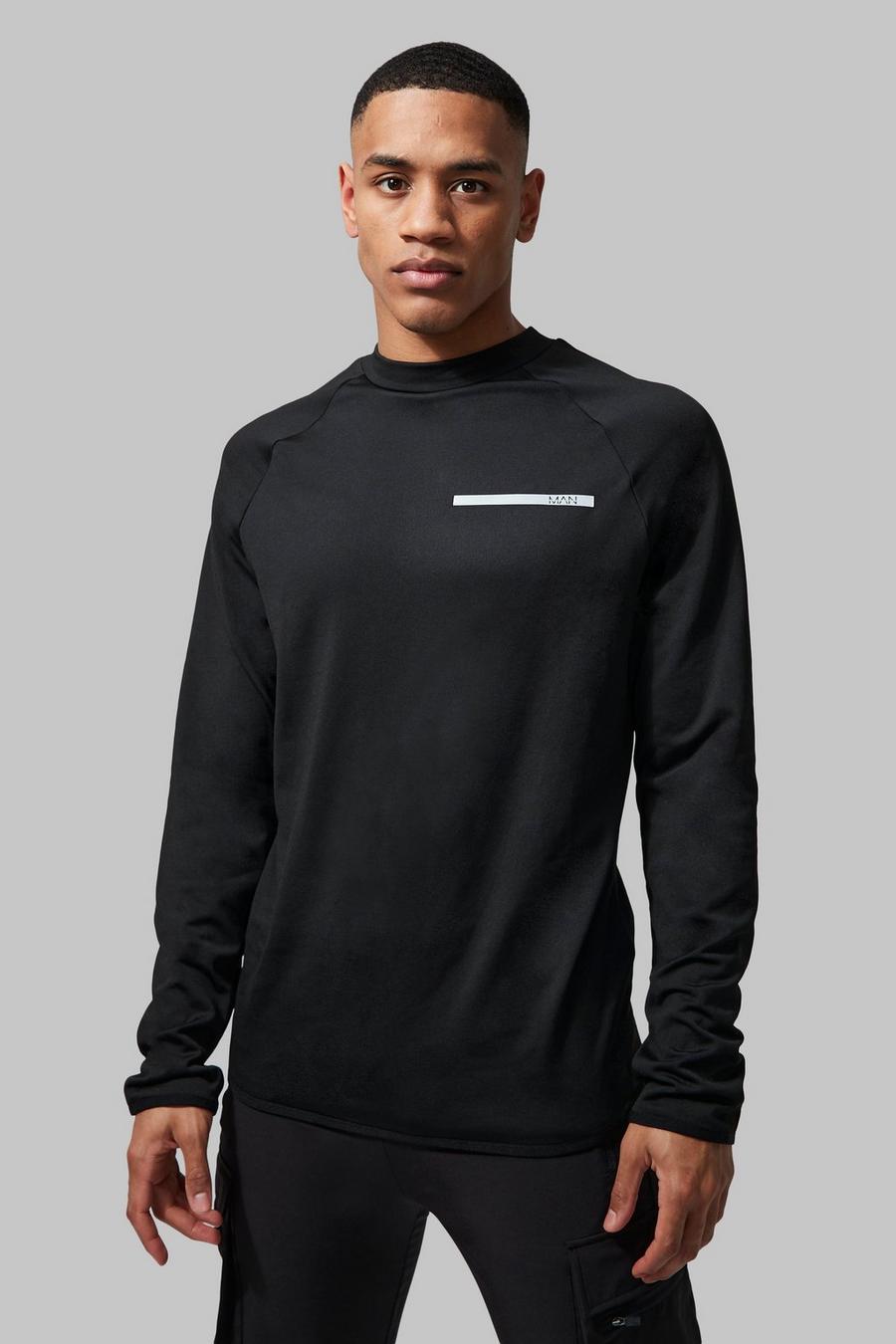 Man Active Performance Sweatshirt, Black schwarz