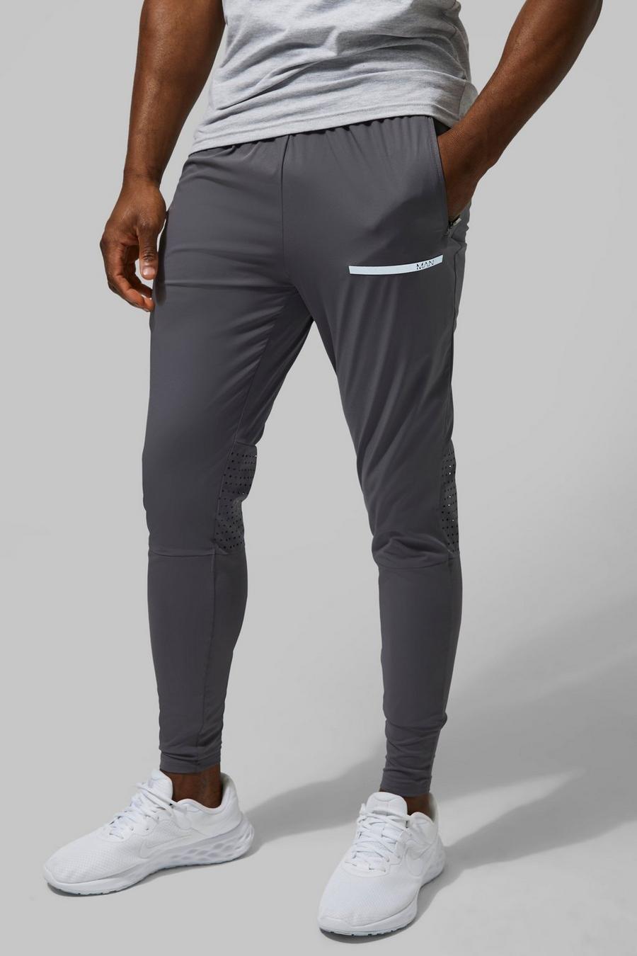 Pantaloni tuta Man Active perforati per alta performance, Charcoal grigio
