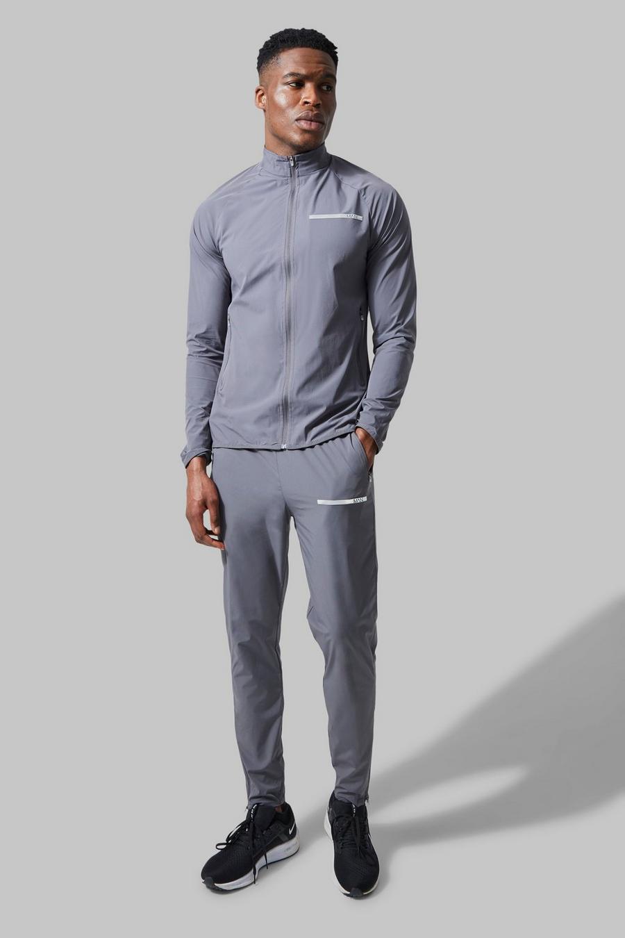 Charcoal Man Active Performance Funnel Neck Tracksuit image number 1