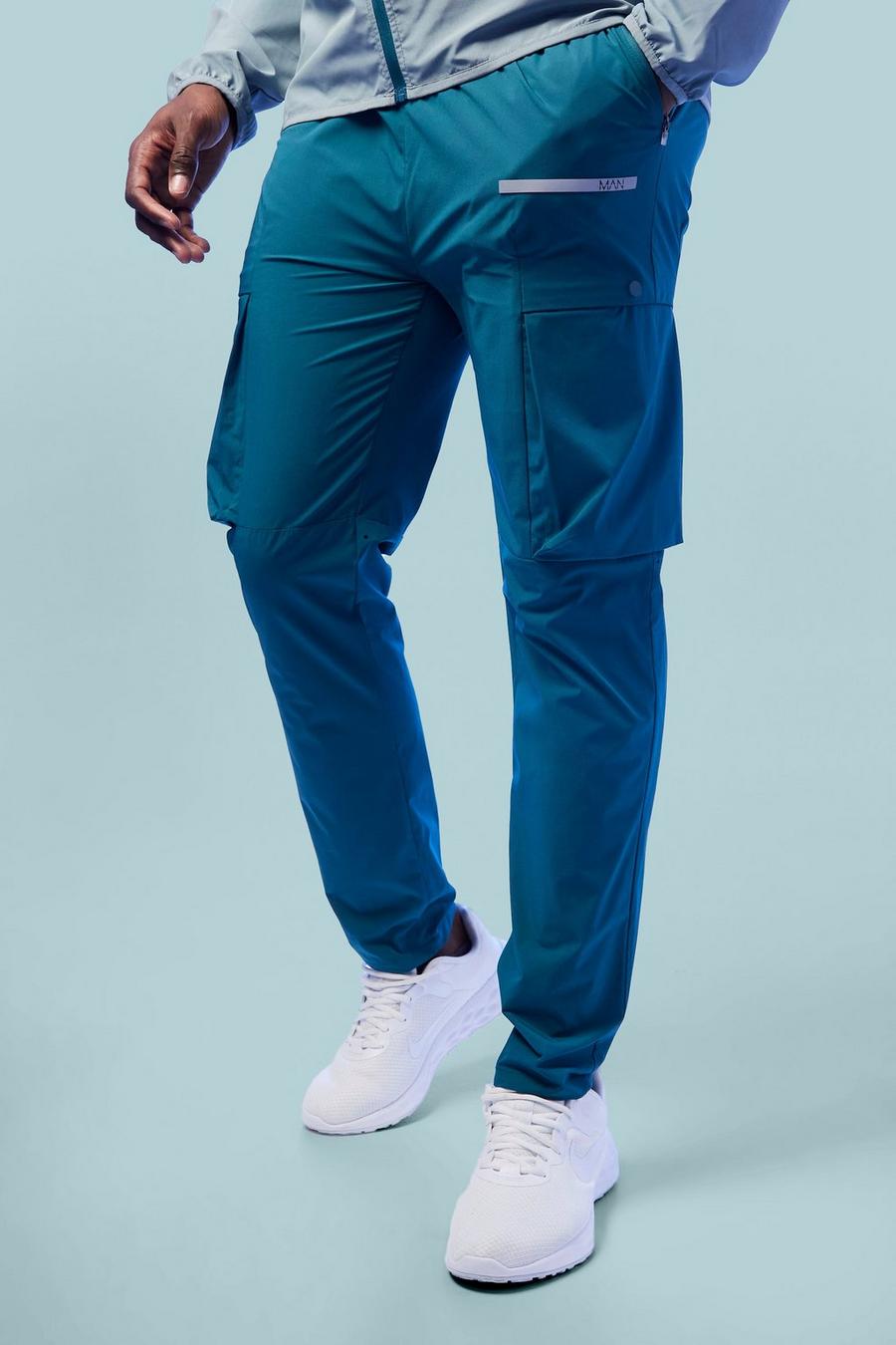 Teal Man Active Perforated Cargo Pants image number 1