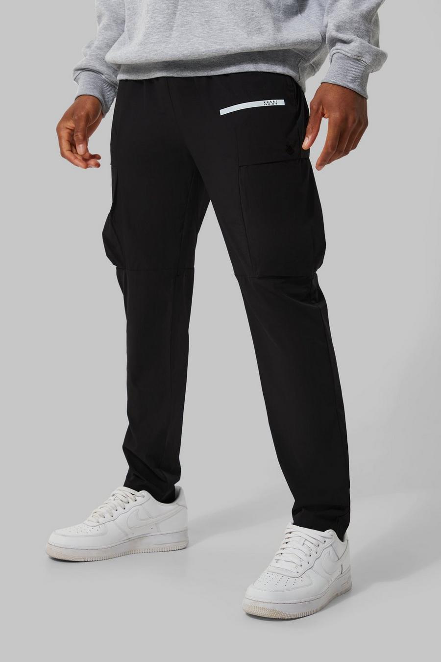 Black noir Man Active Perforated Cargo Pants
