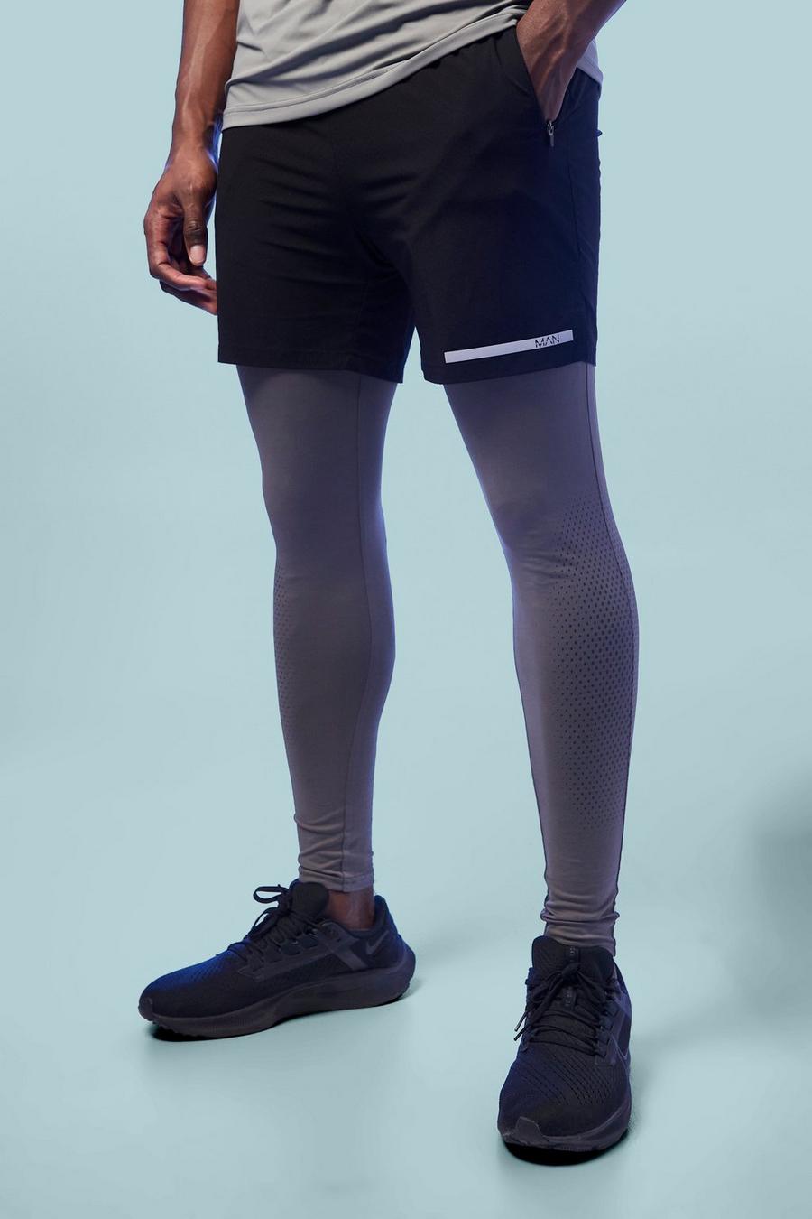 Black Man Active Performance 2 In 1 Leggings image number 1