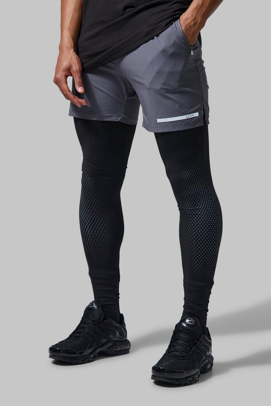 Man Active 2-in-1 Performance Leggings, Charcoal image number 1