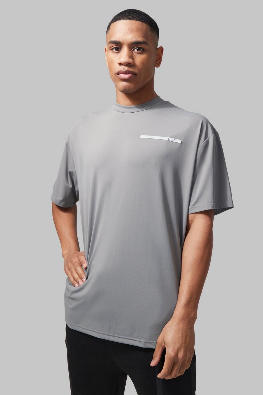 Man Active Performance Oversize T-Shirt, Charcoal grau