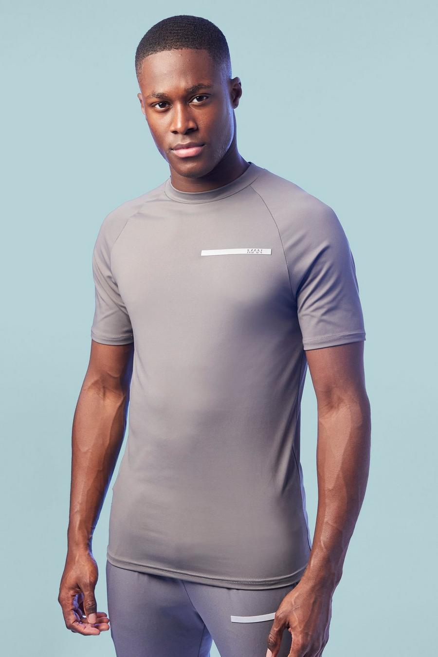 T-shirt moulant performance - MAN Active, Charcoal grau