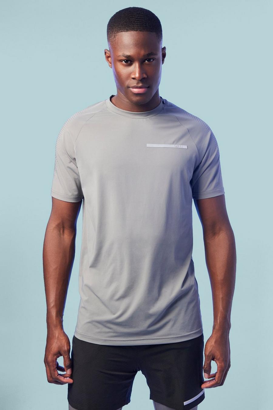 Charcoal grau Man Active Performance Raglan T Shirt