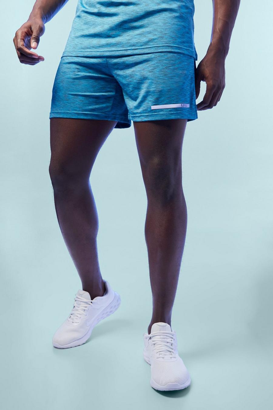Teal Man Active Performance Marl Shorts image number 1