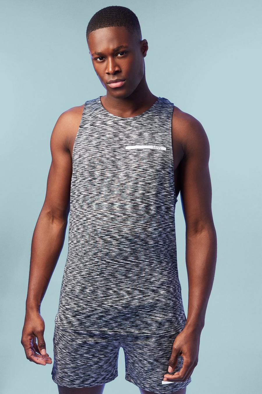Black Man Active Performance Marl Vest image number 1