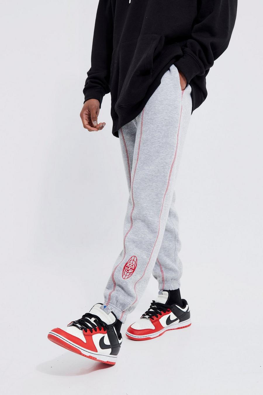 Grey marl Ofcl Loose Fit Contrast Stitch Jogger  image number 1