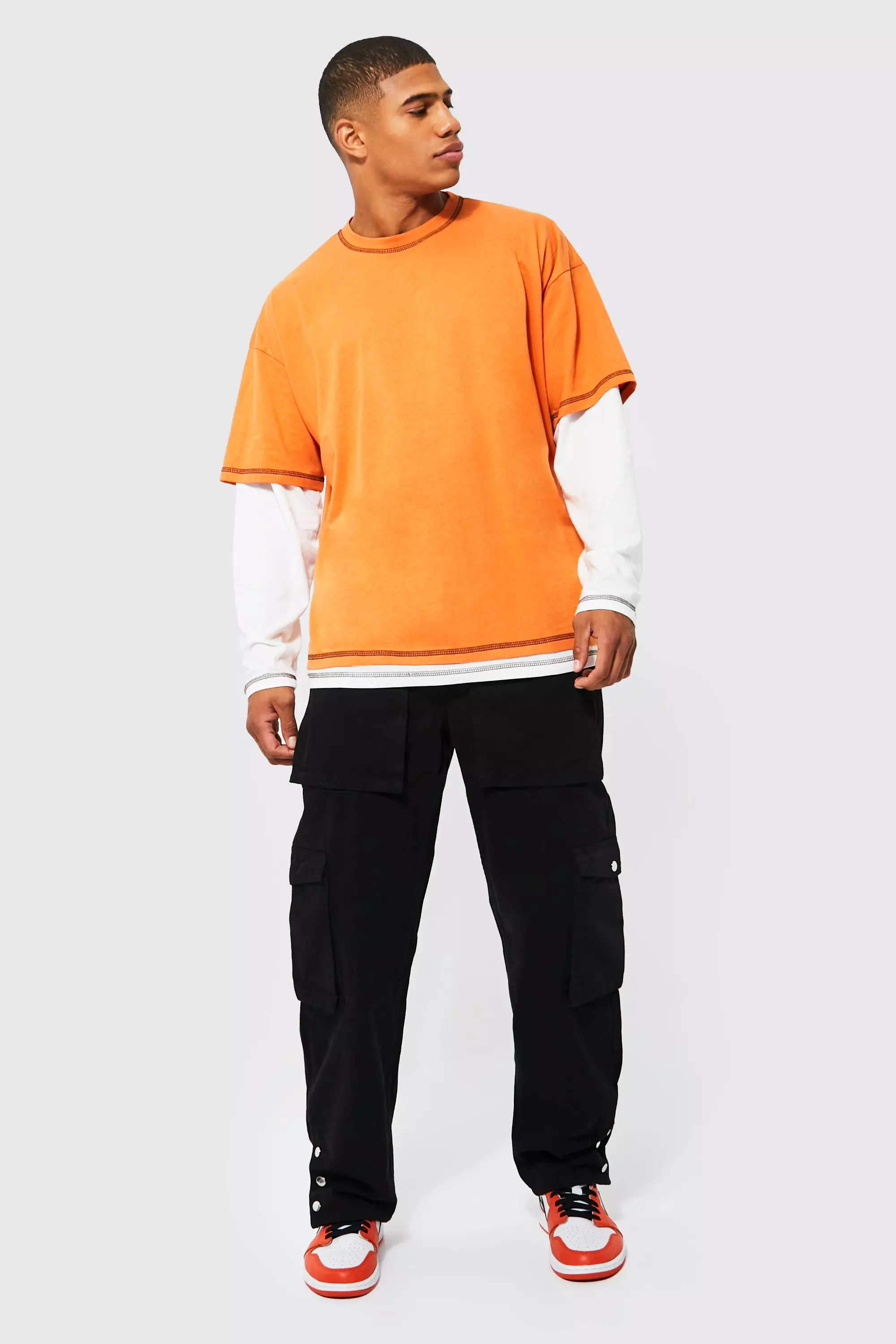 ◆ boohoo ◆ レギュラーパフォーマンス Tシャツ / orange bmm12348_orange_xl?w=537&qlt=
