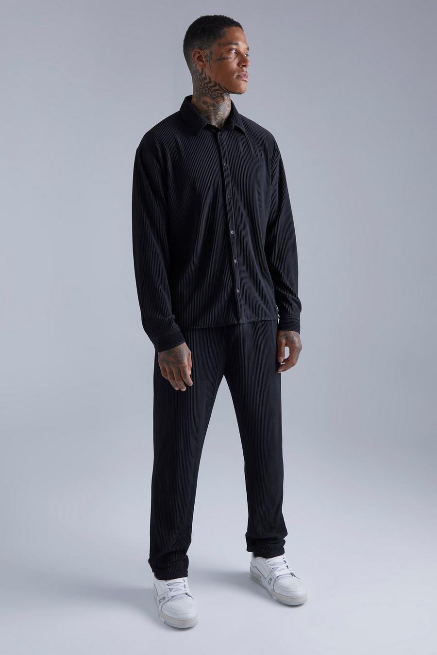 Pantalón plisado ajustado, Black negro image number 1