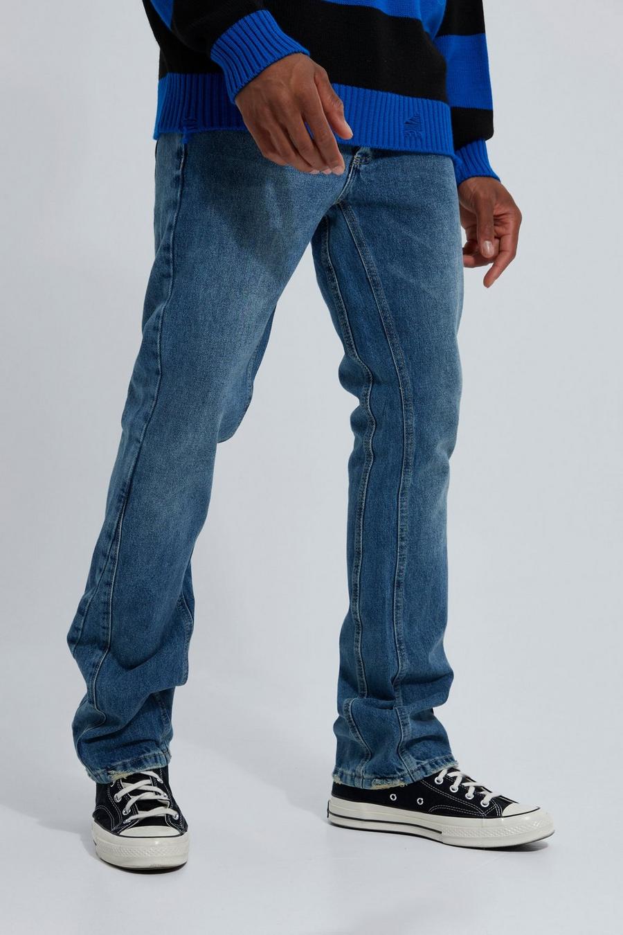 Antique blue Utsvängda skinny jeans med paneler image number 1