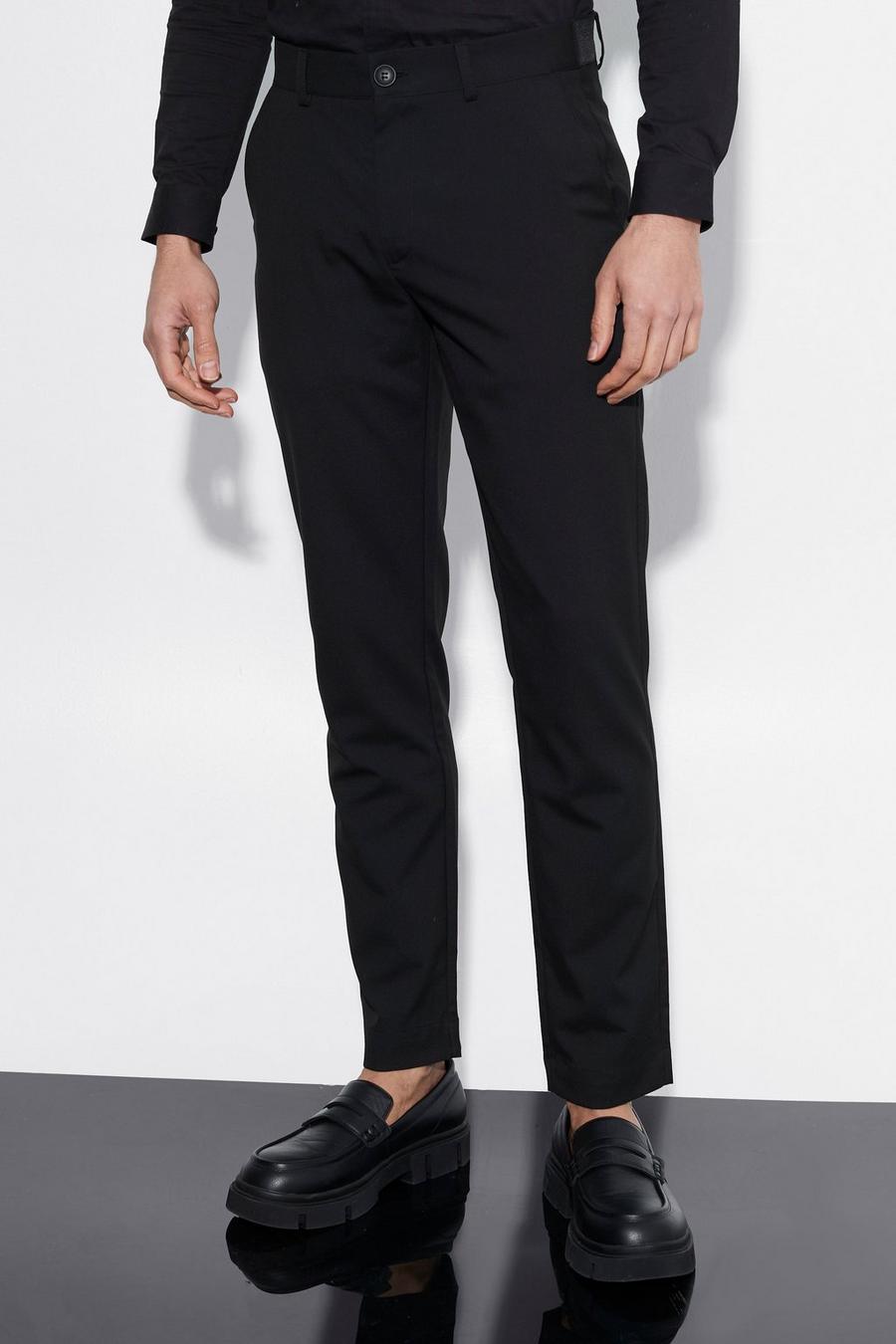 Pantaloni Smart Skinny Fit con fascia in vita a grana grossa, Black nero image number 1