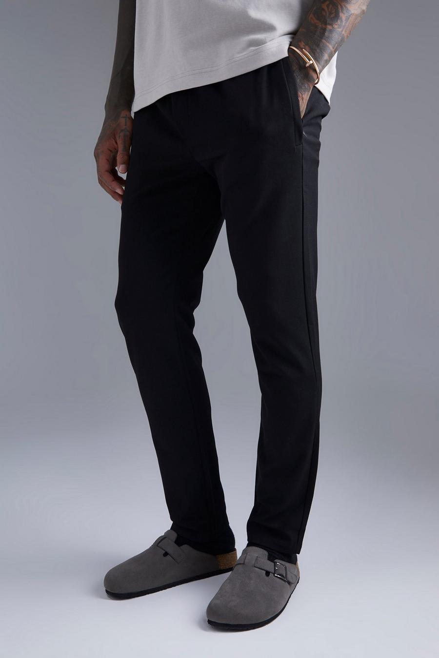 Black Skinny Comfort Stretch Jogger Waist Trousers image number 1