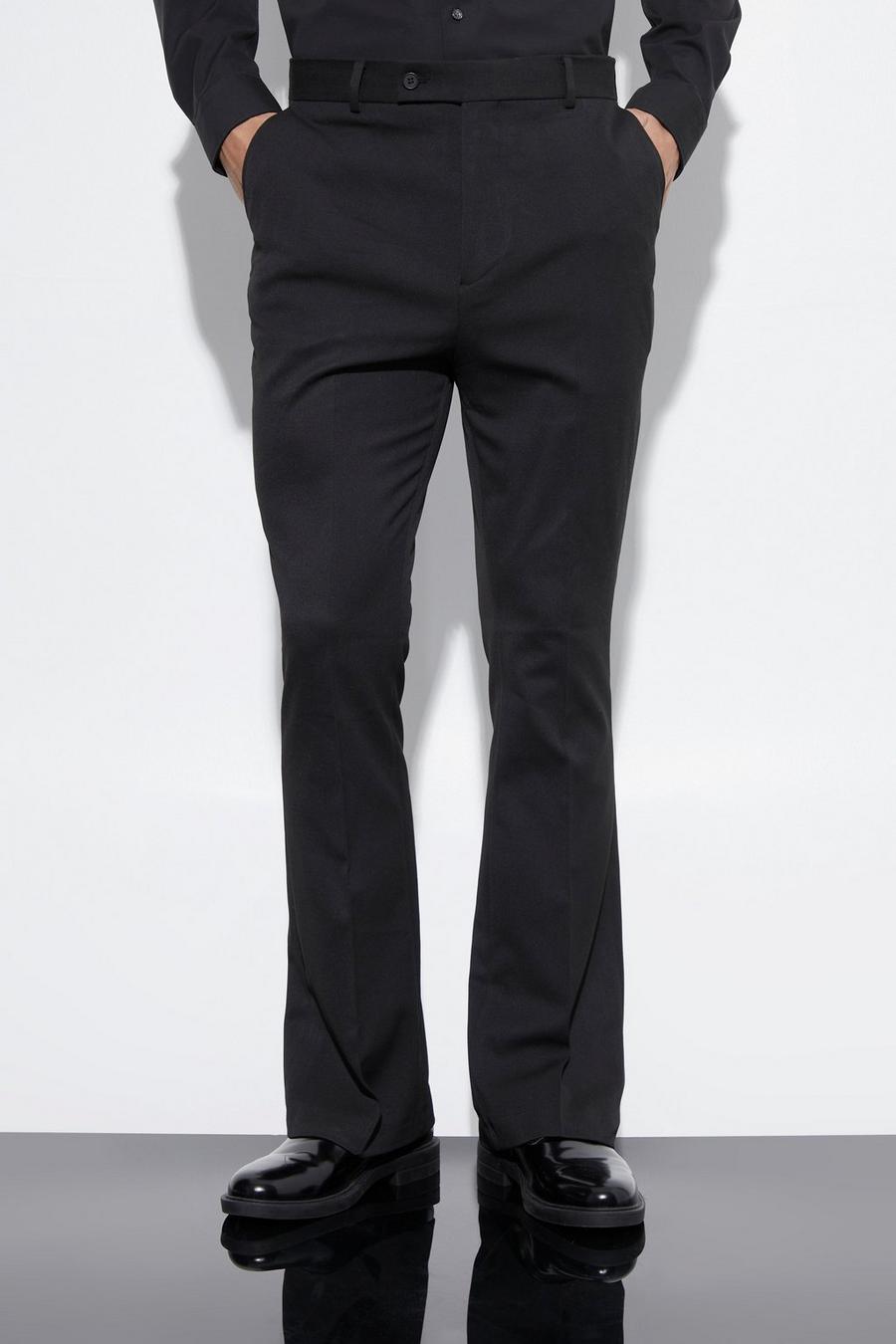 Black Flare Leg Comfort Stretch Trousers image number 1