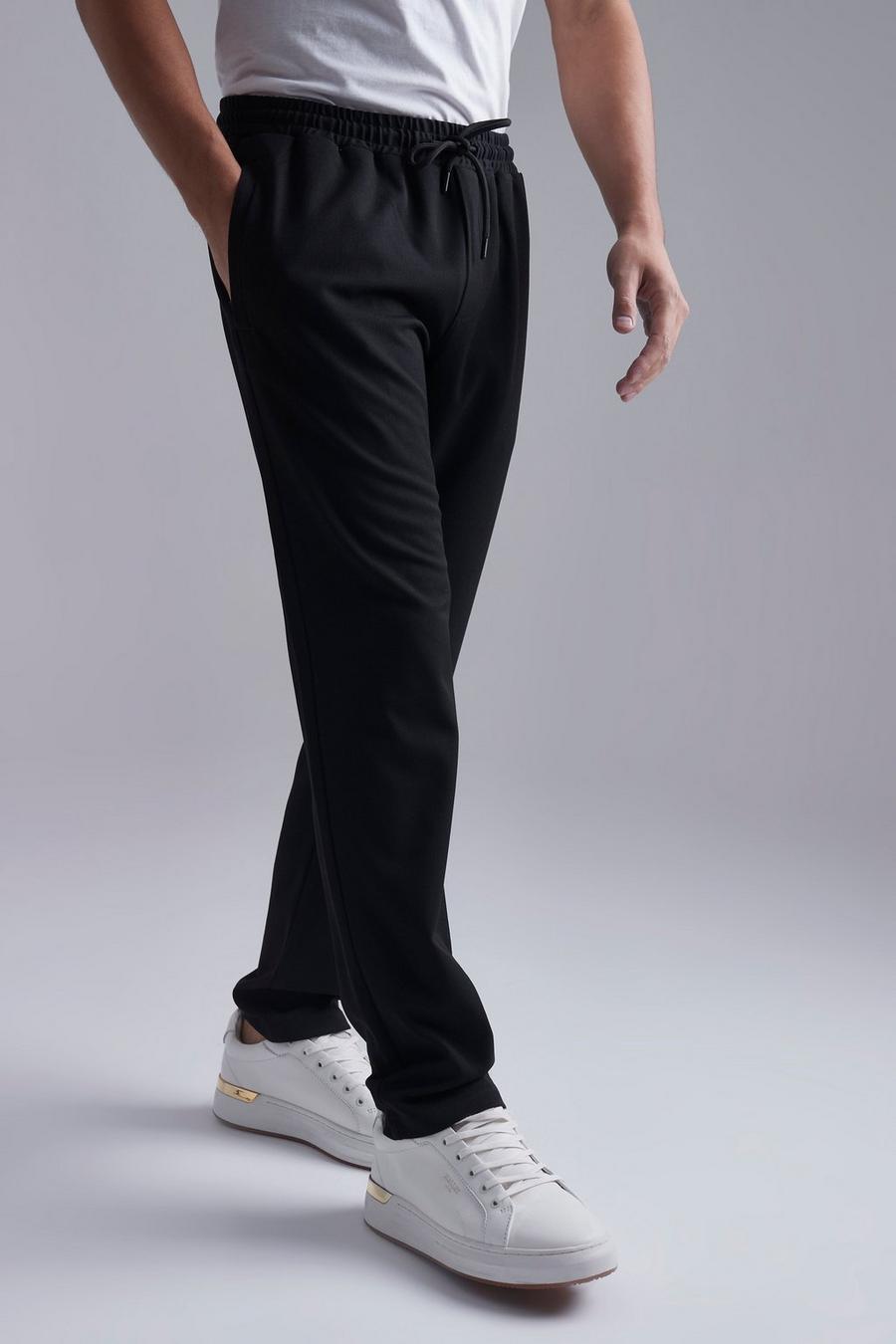Black Slim Comfort Stretch Jogger Waist Trousers image number 1