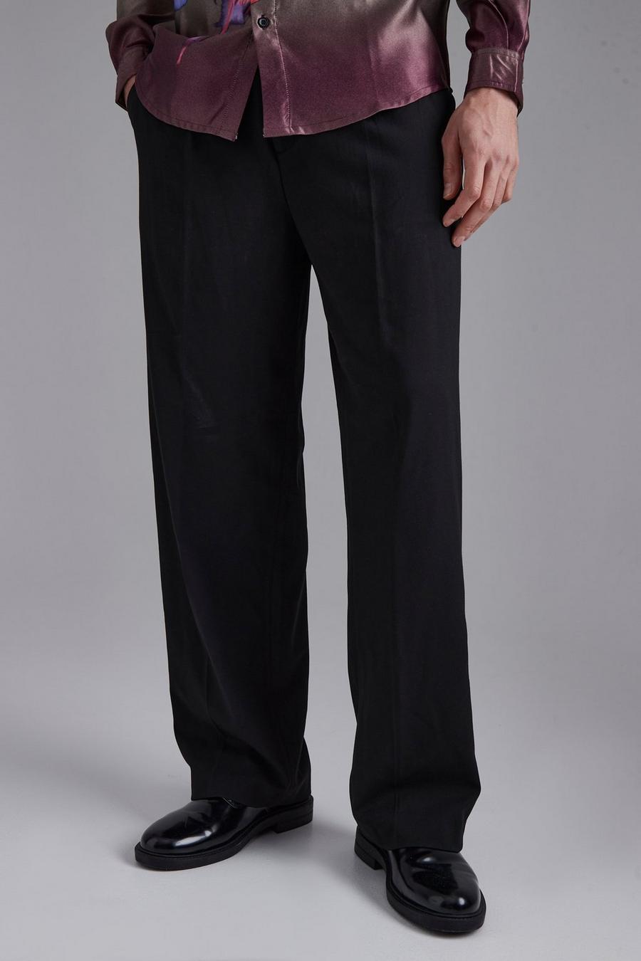 Black Wide Leg Tailored Trousers image number 1
