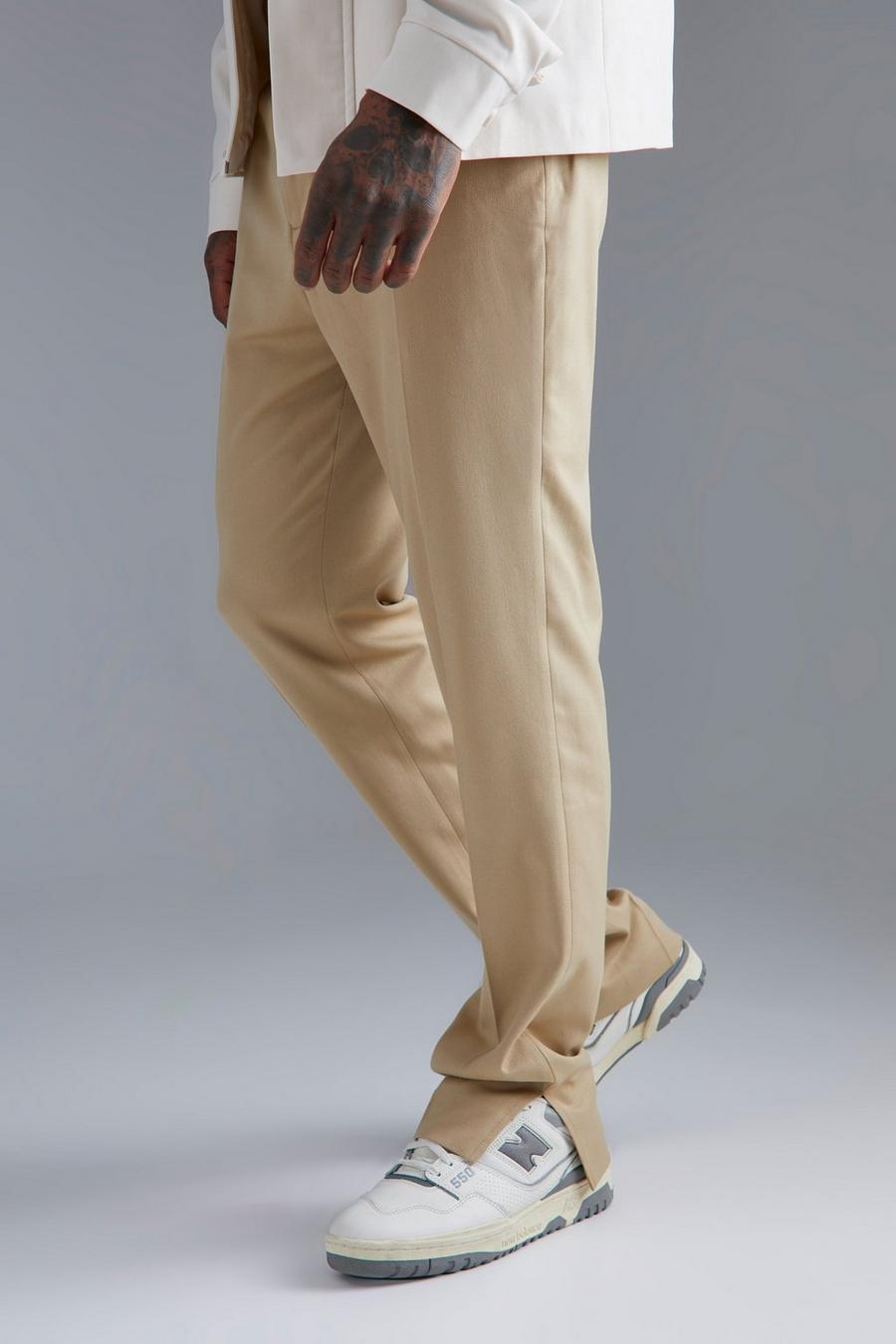 Pantaloni dritti comodi con spacco sul fondo, Taupe beige image number 1